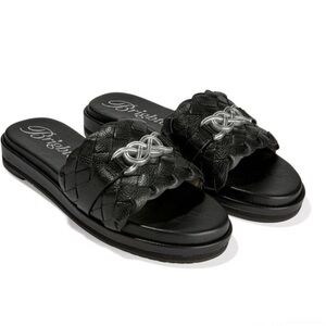 Brighton Black Braided Slide Sandals with Silver Accent in New Box